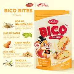 Bánh Snack Hỗn Hợp Bico Bites Millinuts 100g - Hương Vị Socola, Vanila, Matcha - Món Ăn Vặt Ngon & Tiện Lợi