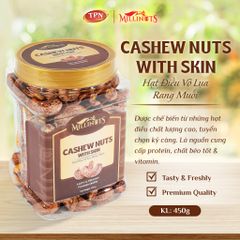 Hạt Điều Vỏ Lụa Rang Muối Millinuts 450g - Giòn Rụm, Hương Vị Truyền Thống, Snack Dinh Dưỡng Tuyệt Vời, Thích Hợp Làm Quà Biếu