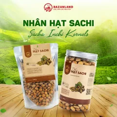 Nhân Hạt Sachi Bazanland - Đặc Sản Cao Nguyên Giòn Tan, Béo Bùi Tự Nhiên - Túi Zip 600g, Lon Nhựa 400g, Thực Phẩm Lành Mạnh