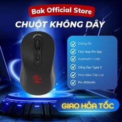 Chuột Không Dây BAK 6600 - Chuột Sạc Pin Tích Hợp Bluetooth & USB 2.4GHz, Thiết Kế Ergonomic, Phù Hợp Laptop & PC