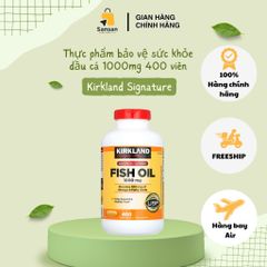 Viên uống Dầu cá Kirkland Signature Fish Oil 1000mg 400 viên - Tăng cường trí nhớ, bảo vệ tim mạch, hàng nhập khẩu Mỹ