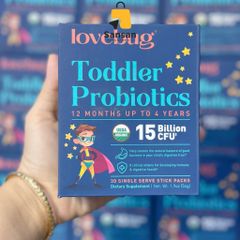 Men vi sinh LoveBug Probiotics 15 Tỷ Lợi Khuẩn Cho Bé 1-4 Tuổi - Hỗ Trợ Tiêu Hoá - 30 Gói Dùng Ẩn Trong Sữa Mẹ