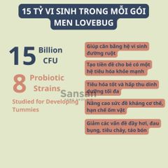 Men vi sinh LoveBug Probiotics 15 Tỷ Lợi Khuẩn Cho Bé 1-4 Tuổi - Hỗ Trợ Tiêu Hoá - 30 Gói Dùng Ẩn Trong Sữa Mẹ
