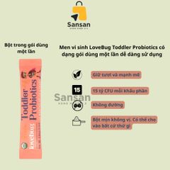 Men vi sinh LoveBug Probiotics 15 Tỷ Lợi Khuẩn Cho Bé 1-4 Tuổi - Hỗ Trợ Tiêu Hoá - 30 Gói Dùng Ẩn Trong Sữa Mẹ