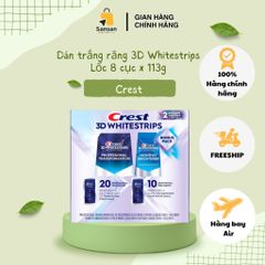 Set Dán Trắng Răng Crest 3D Whitestrips - 20 Miếng Chuyên Sâu + 10 Miếng Duy Trì, Hiệu Quả Tại Nhà, An Toàn Cho Men Răng