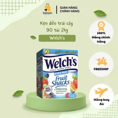 Kẹo dẻo trái cây Welch's Fruit Snacks 90 gói 2kg - Giàu vitamin, không béo, hương vị thơm ngon, snack bổ dưỡng cho trẻ em và người lớn