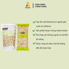 Hạt Dẻ Cười Kirkland Signature 1.36kg - Hạt Dẻ Cười Mỹ Chất Lượng Cao, Nguyên Chất Tự Nhiên, Thích Hợp Ăn Vặt và Chế Biến Món Ngon