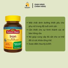 Viên Uống Bổ Sung Sắt Nature Made Iron 65mg - 365 Viên - Hỗ Trợ Sức Khỏe, Sản Xuất Tại Mỹ