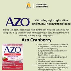 Viên uống Azo Cranberry Bảo Vệ Sức Khỏe Tiết Niệu - 50 Viên, Chiết Xuất Nam Việt Quốc, Hỗ Trợ Tiêu Hóa, Tăng Cường Miễn Dịch