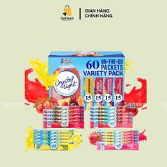 Bột Pha Nước Trái Cây Không Đường Crystal Light Mix 4 Vị - 60 Gói, Thơm Ngon, Giàu Vitamin - Thích Hợp Với Chế Độ Ăn Keto