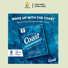 Xà Bông Coast Classic Soap Lốc 8 Cục x 113g - Hương Sóng và Gió Biển Dịu Nhẹ, Làm Sạch Da, Dùng Cho Cả Gia Đình