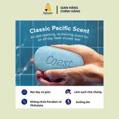 Xà phòng Coast Classic 113g - Xà bông tắm và rửa tay hương biển dịu nhẹ, an toàn cho cả gia đình, sản phẩm nội địa Mỹ.