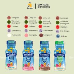 Sữa nước PediaSure Grow and Gain hương Vanilla / Dâu / Socola 237ml - Chất xơ, Probiotic, Dinh dưỡng cho trẻ 1-13 tuổi - Hàng nội địa Mỹ