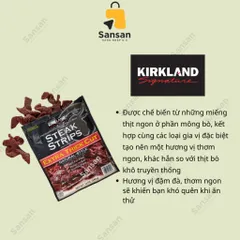 Khô Bò Thượng Hạng Kirkland Steak Strips Dày 340g - Thịt Bò Mỹ Nhập Khẩu - Hương Vị Đậm Đà, Không Chất Béo, Đánh Giá 5 Sao
