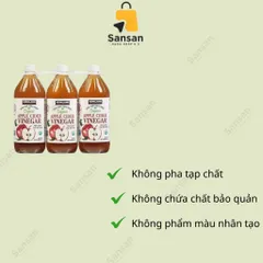 Giấm táo hữu cơ Kirkland Signature 946ml - Tăng cường sức khỏe, hỗ trợ tiêu hóa và làm đẹp da, tóc - Gia vị nấu ăn tự nhiên