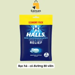 Kẹo ngậm HALLS Mỹ hương chanh mật ong và bạc hà - Không đường & có đường, gói 80 viên, bảo quản tiện lợi