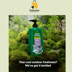 Sữa Tắm Gội Irish Spring 5 in 1 887ml - Gel Tắm Nam giúp Sạch Sẽ và Tươi Mát - Hương Cam Bergamot & Khuynh Diệp