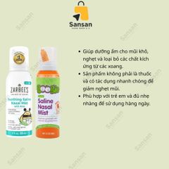 Nước Muối Sinh Lý Zarbee's Boogie Nasal Saline Mist 88ml - Dịu Nhẹ Cho Trẻ Sơ Sinh và Người Lớn, Làm Sạch và Giảm Nghẹt Mũi