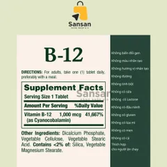Viên uống Vitamin B12 Nature’s Bounty Mỹ 1000mcg 200 viên