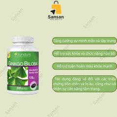 Viên Uống Bổ Não Ginkgo Biloba 120mg Trunature Mỹ - 340 Viên Tăng Cường Trí Nhớ, Giảm Căng Thẳng, Hỗ Trợ Sức Khỏe Não Bộ