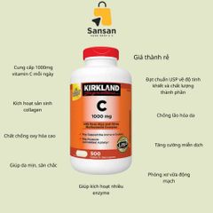 Viên Uống Bổ Sung Vitamin C 500mg Kirkland Signature - Tăng Cường Miễn Dịch, Chống Oxy Hóa - Hộp 500 Viên Đến Từ Mỹ