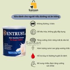 Sữa Tiểu Đường Entrust Mỹ Vị Vanila 400g - Dinh Dưỡng Tốt Cho Người Tiểu Đường, Ăn Kiêng, Hương Vị Ngon Miệng