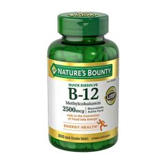 Viên uống Vitamin B12 Nature’s Bounty 2500mcg 300 viên - Hỗ trợ hệ thần kinh, tim mạch và phòng ngừa thiếu máu