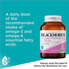 Viên Uống Hoa Anh Thảo Blackmores Evening Primrose Oil + Dầu Cá Omega-3 - Hỗ Trợ Nội Tiết, Tim Mạch, Làm Đẹp Da (100 Viên)