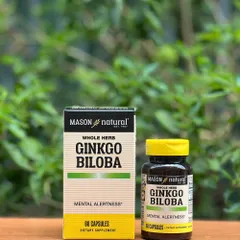 Viên Uống Bổ Não Mason Natural Ginkgo Biloba 60 Viên - Hỗ Trợ Tăng Cường Trí Nhớ, Minh Mẫn và Tuần Hoàn Máu Tốt