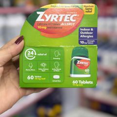 Zyrtec Allergy 10mg - Hỗ trợ giảm dị ứng, hắt hơi, sổ mũi - 60 viên điều trị hiệu quả trong 24 giờ
