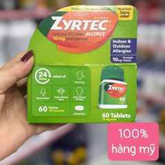 Zyrtec Allergy 10mg - Hỗ trợ giảm dị ứng, hắt hơi, sổ mũi - 60 viên điều trị hiệu quả trong 24 giờ