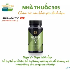 Thực phẩm bảo vệ sức khỏe Synchrovitals V - Hỗ trợ hô hấp tự nhiên với thảo mộc Siberian - 60 viên bổ phế khí, tăng cường sức đề kháng