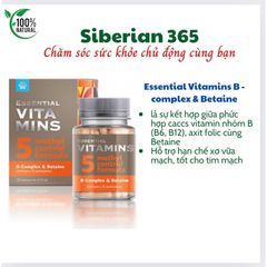 Thực phẩm bảo vệ sức khỏe Tim Mạch Essential Vitamin 5 - Vitamin B-Complex & Betaine - 30 viên - Hỗ trợ sức khỏe tim mạch