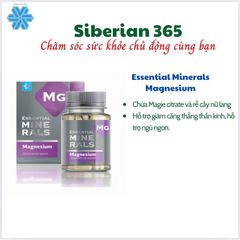 Viên uống Magnesium Siberian Essential Minerals 60 viên hỗ trợ giấc ngủ ngon, giảm căng thẳng – chất lượng cao từ Liên Bang Nga
