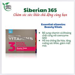 Thực phẩm bảo vệ sức khỏe Essential Vitamins 3 - Vitamin Beauty Vitals Siberian 30 viên - Hỗ trợ chống lão hóa và tăng cường sức khỏe