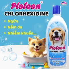 Dầu tắm chó mèo Plotoon Chlorhexidine - Giải pháp chăm sóc da, kháng viêm và làm sạch hiệu quả cho thú cưng