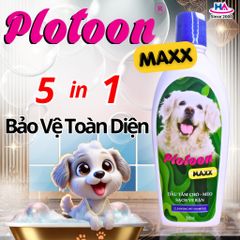 Dầu Tắm Chó Mèo Plotoon Maxx - Khử Mùi, Sạch Ve Cho Lông Mượt, Chiết Xuất Nha Đam - Hương Liệu Châu Âu 300ml