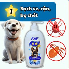 Dầu Tắm Chó Mèo FAY - Sạch Ve Rận, Khử Mùi, Chăm Sóc Da Lông - 5 Tính Năng Duy Nhất cho Thú Cưng Yêu Thích
