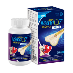 Midu MenaQ7 360mcg - Hỗ Trợ Chắc Khỏe Xương, Tăng Chiều Cao Cho Trẻ Từ 8-15 Tuổi, Bổ Sung Canxi Và Vitamin D3 Hộp 90 Viên