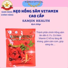 Kẹo Hồng Sâm Cao Cấp Samjin Health Hàn Quốc Bịch 200g
