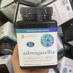 Viên Uống Nhân Sâm Ấn Độ Ashwagandha Youtheory 1000mg - Giảm Stress, Bổ Sung Sức Khỏe, Hỗ Trợ Tinh Thần và Thể Chất 180 Viên