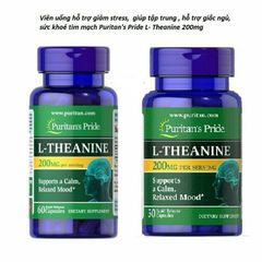 Viên uống giảm căng thẳng L-Theanine 200mg Puritan's Pride - Tăng cường trí nhớ và tinh thần tỉnh táo, hỗ trợ ổn định tâm trạng, giảm stress hiệu quả