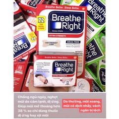 Hộp 72 Miếng Dán Chống Ngáy Breathe Right - Giảm Nghẹt Mũi, Giúp Ngủ Ngon, Cho Da Nhạy Cảm & Thường