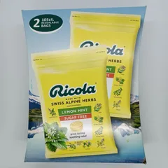 Kẹo Ngậm Ho Không Đường Ricola Lemon Mint - Hỗ Trợ Thông Mát Cổ Họng, 105 Viên Thảo Mộc Tự Nhiên