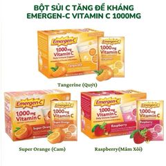 Gói bột sủi Emergen-C Vitamin C 1000mg tăng cường hệ miễn dịch - Hương cam/quýt/mâm xôi, bổ sung vitamin và khoáng chất thiết yếu