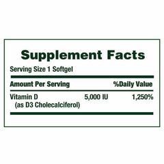 Vitamin D3 125mcg (5000IU) Nature's Bounty 400 viên - Bổ sung Vitamin D cho sức khỏe, tăng cường hệ xương và miễn dịch