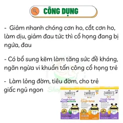 Siro Mỹ Zarbee's ho ong tiêu đờm tăng đề kháng + kẽm Zinc Zarbee's Baby Cough Syrup cho trẻ từ sơ sinh 59ml