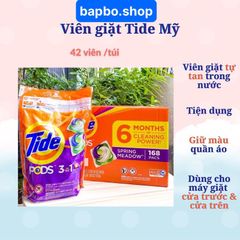 Viên giặt quần áo Tide Mỹ Pods 3 in 1 loại 42 viên bỏ thẳng vào máy giặt tự tan trong nước tiết kiệm tiện lợi
