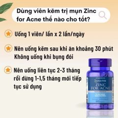 Viên Uống Bổ Sung Kẽm Puritan's Pride 100v - Hỗ Trợ Giảm Mụn, Cải Thiện Da, Tăng Cường Sức Khỏe Làn Da, Vitamin A, C, E, B-6