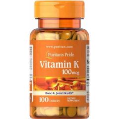 Viên uống đẹp da hỗ trợ đông máu chắc xương Vitamin K 100mg Puritan's Pride - 100 viên tăng cường sức khỏe và sắc đẹp da